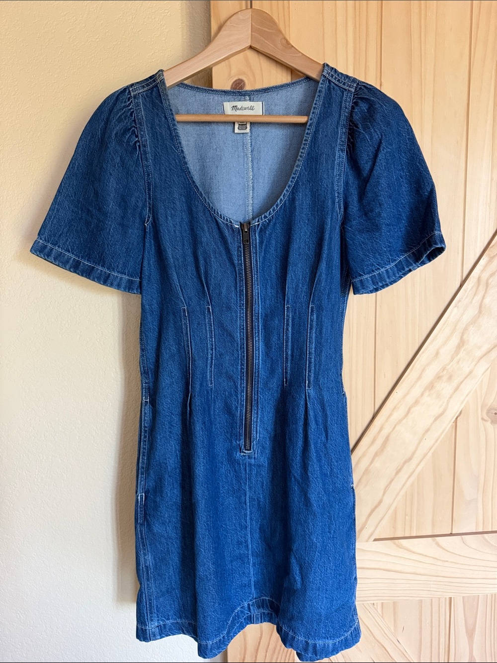Madewell Dark Blue Denim Zip-Front Mini Dress